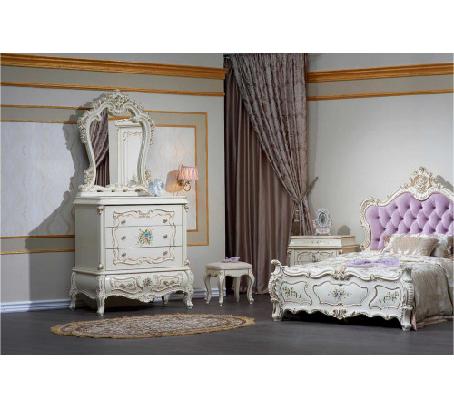 Комод с зеркалом в спальню Шанель (крем)